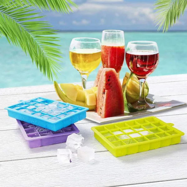 1144  Silicone Ice Cube Trays 24 Cavity Per Ice Tray [Multicolour]