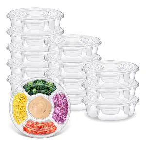 12 Pcs Round Appetizer Serving Trays With Lids  Compartment Container for fruits & vegetables