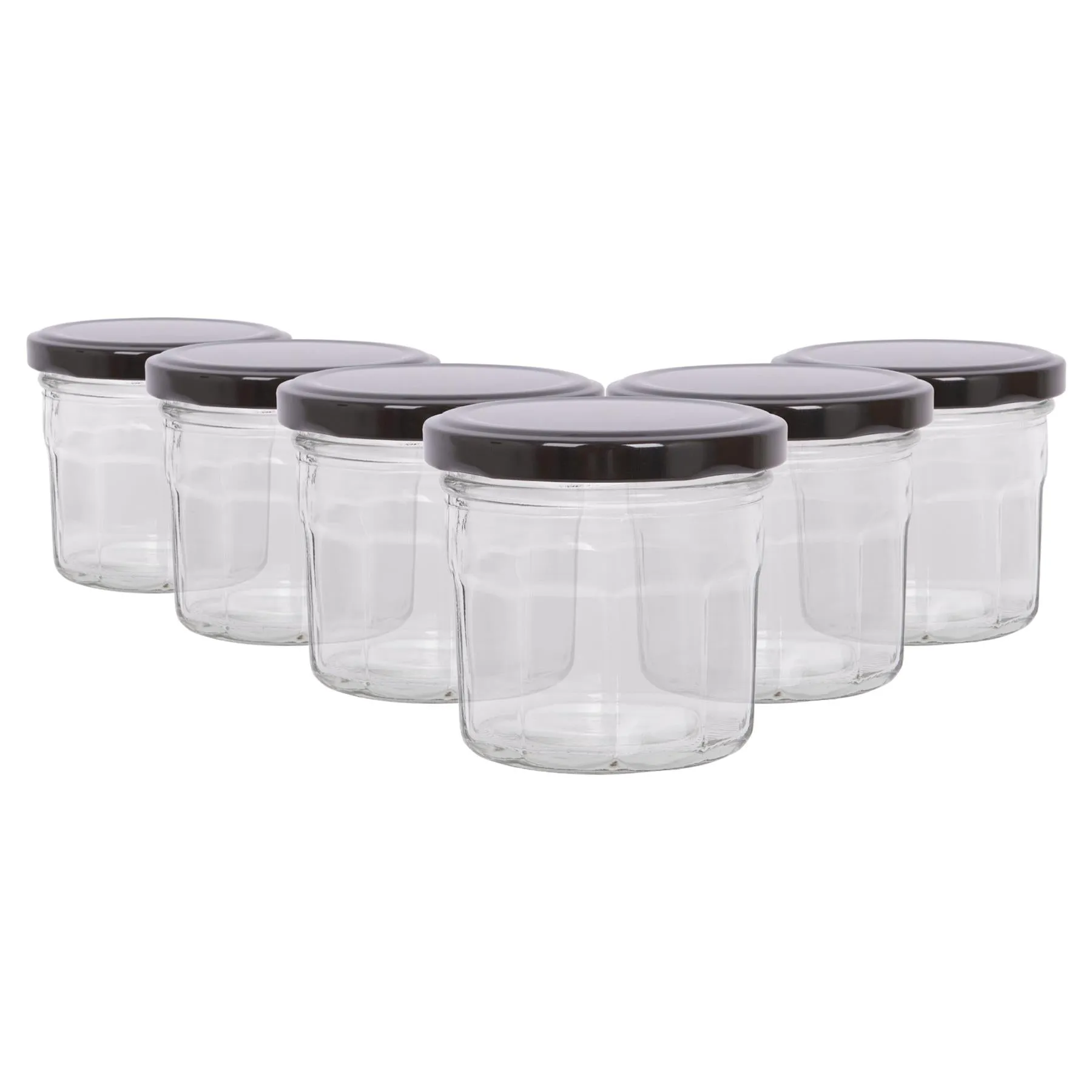 130ml Glass Jam Jars with Lids - Pack of 6 - By Argon Tableware