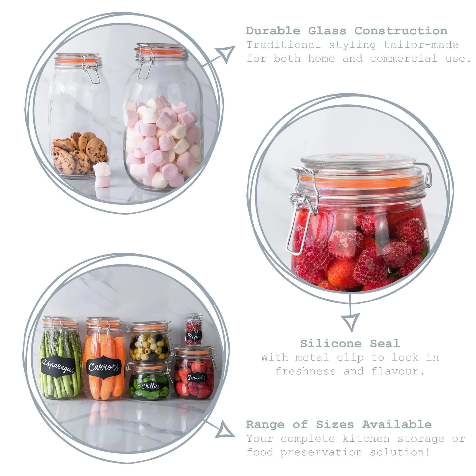 200ml Classic Glass Storage Jars - Pack of 3 - By Argon Tableware