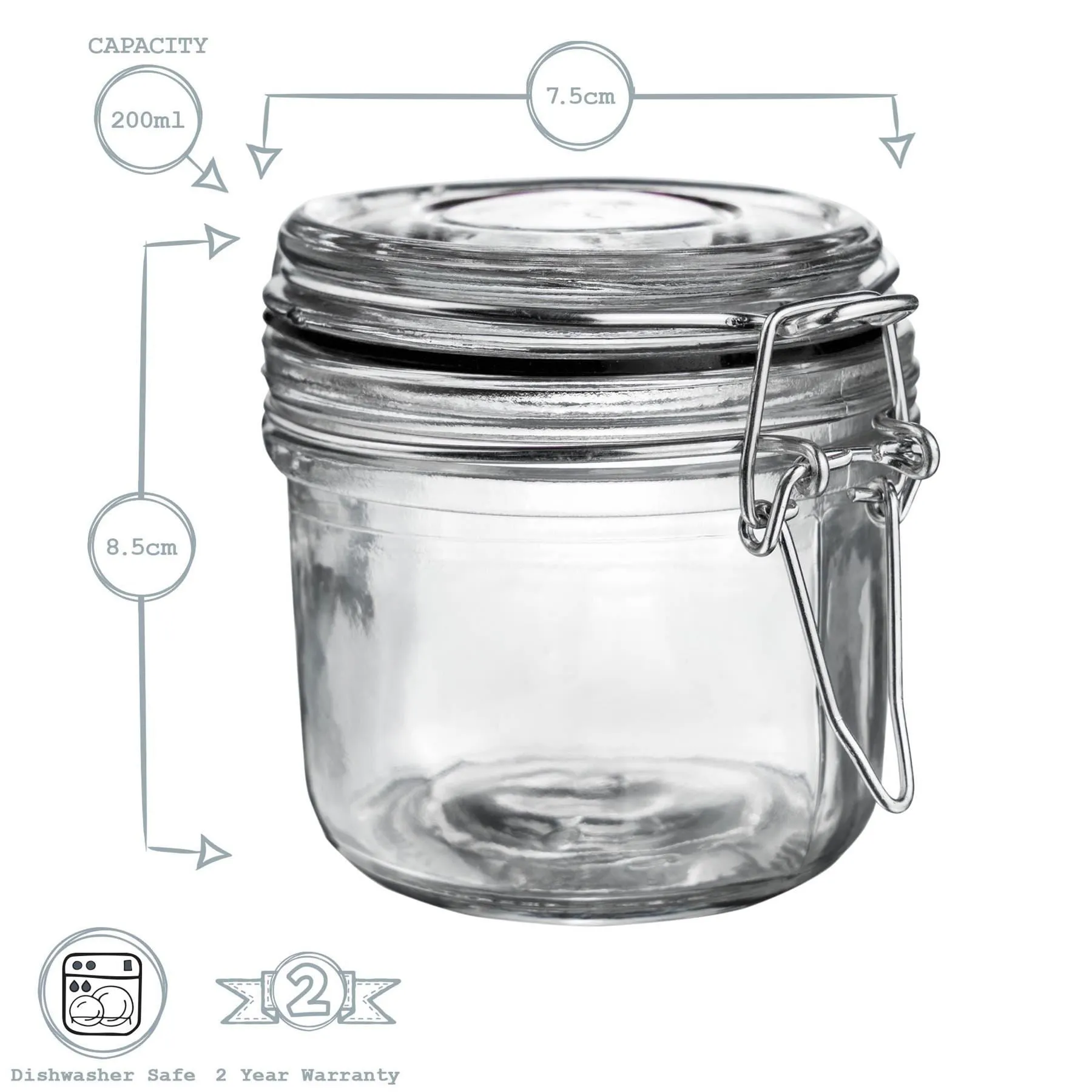 200ml Classic Glass Storage Jars - Pack of 3 - By Argon Tableware