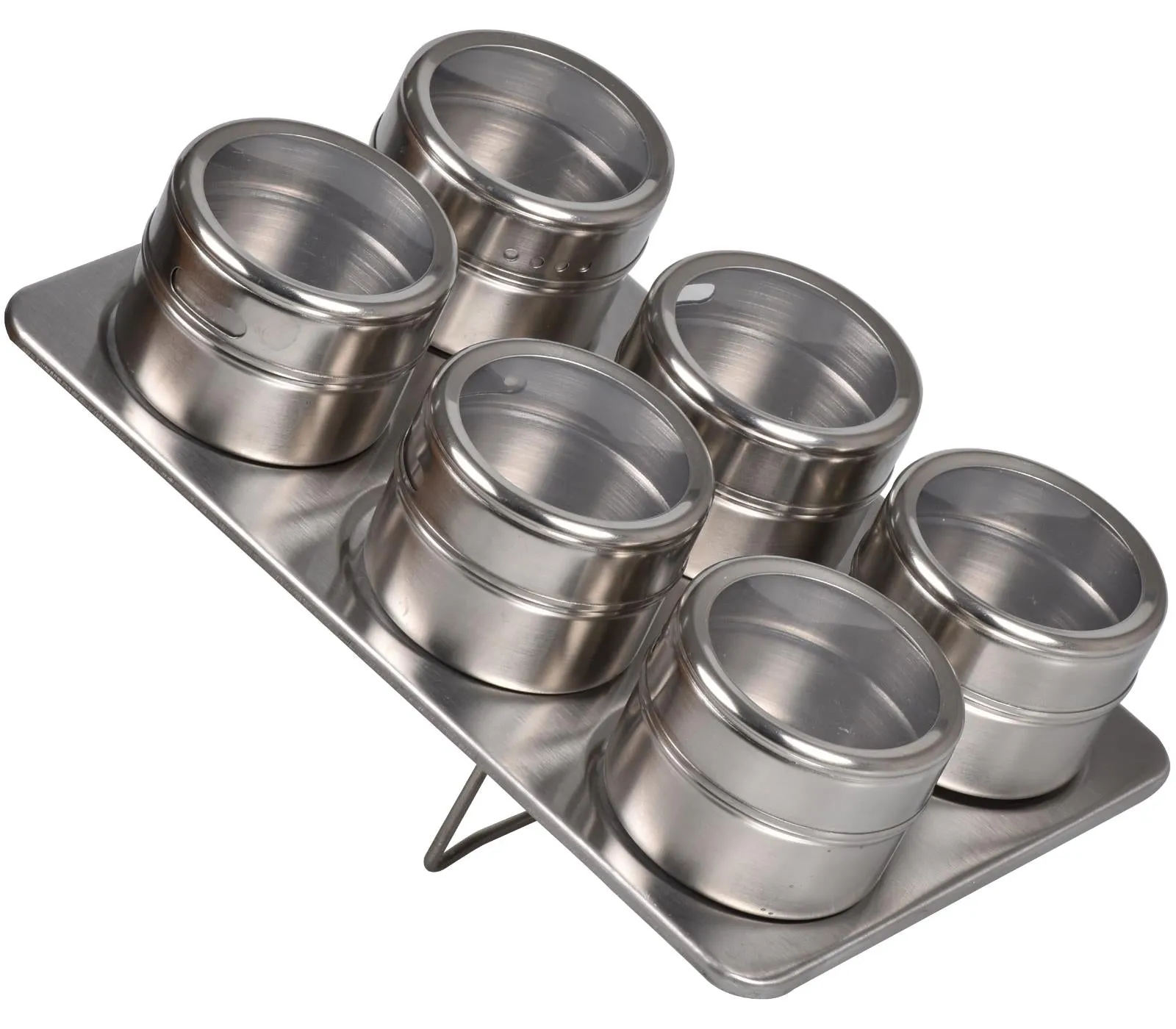 6 Piece Stainless Steel Magnetic Spice Rack