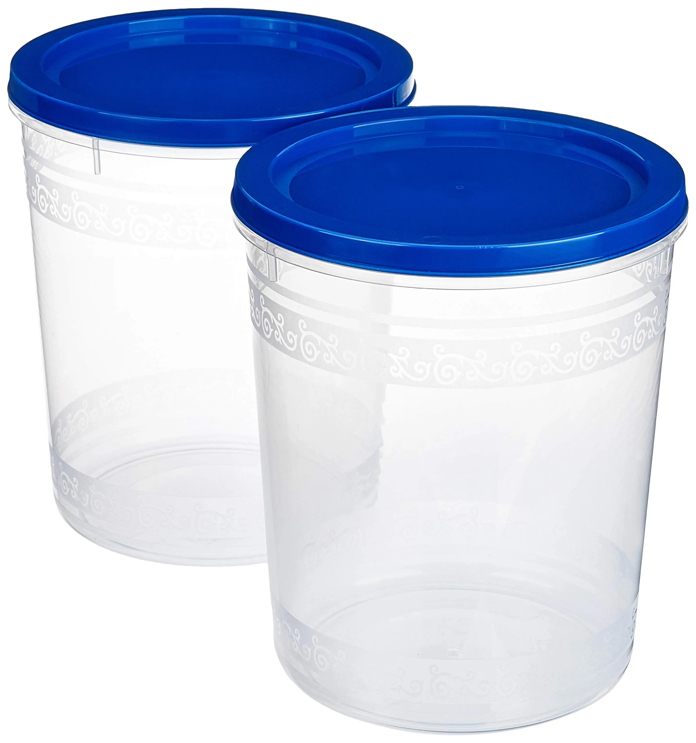 Amazon Brand - Solimo 2-Piece Kitchen Storage Container Set, 7.5 litres, Blue Lid, Plastic, Plastic