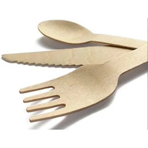 Biodegradable Birch Wood Cutlery Sets - Pack of 100