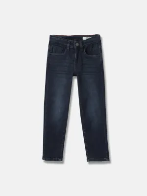 Blue Giraffe Boys Blue Washed Mid-Rise Slim Fit Jeans