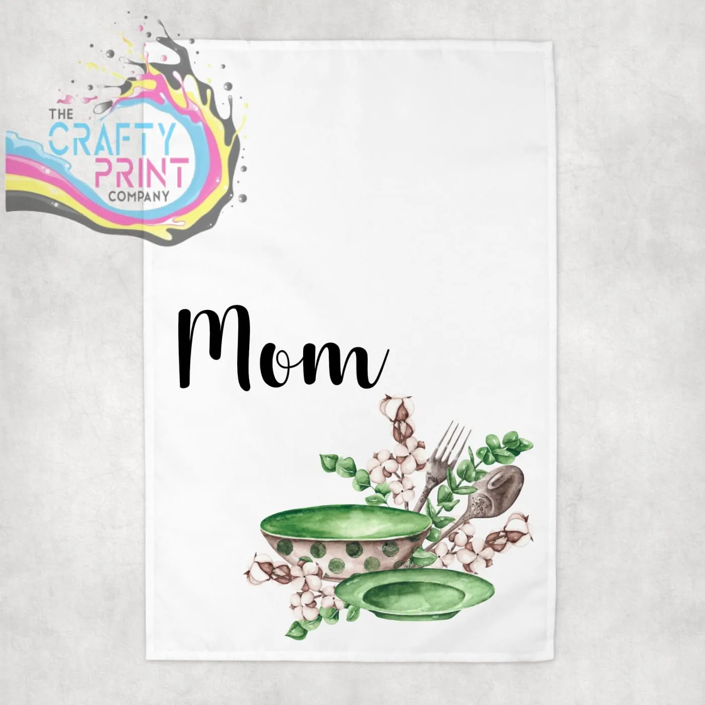 Bowl Plate Utensils Personalised Tea Towel