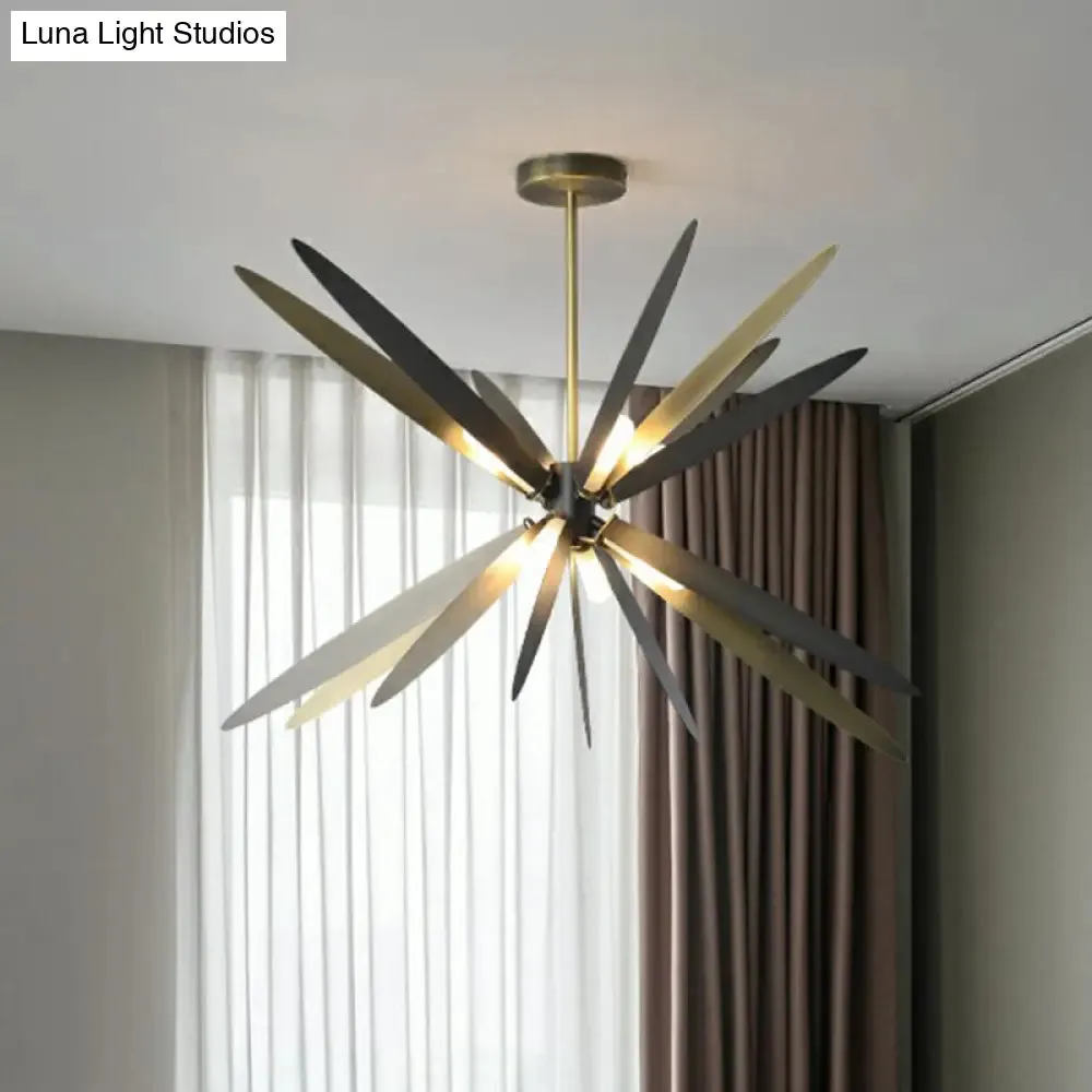 Bronze Finish Dragonfly Chandelier: Metal Suspension Lamp with 8 Decorative Bulbs for Dining Room