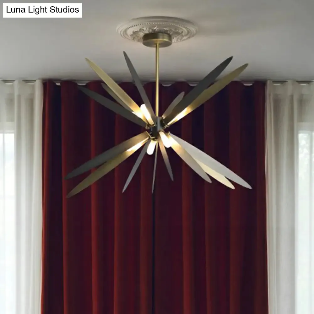 Bronze Finish Dragonfly Chandelier: Metal Suspension Lamp with 8 Decorative Bulbs for Dining Room