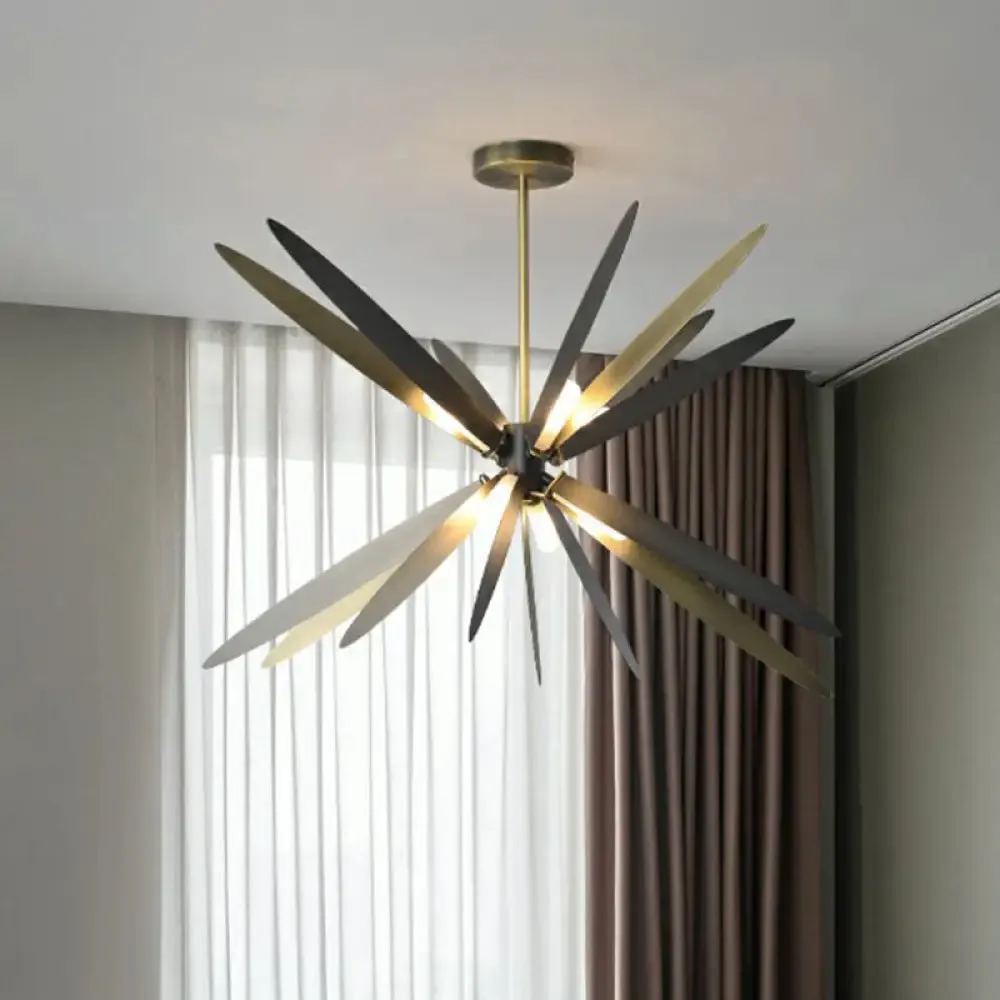 Bronze Finish Dragonfly Chandelier: Metal Suspension Lamp with 8 Decorative Bulbs for Dining Room