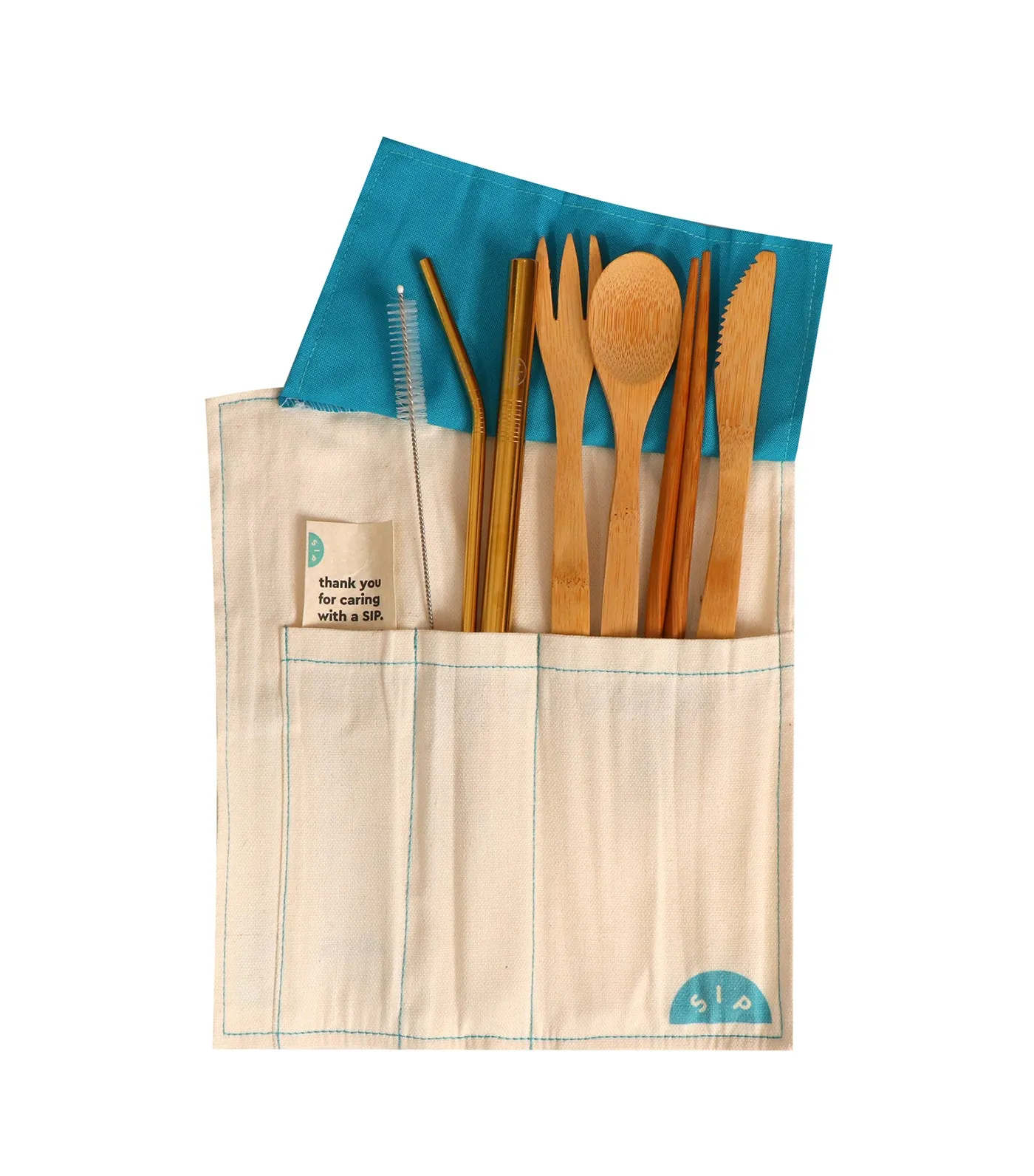 Burrito Bamboo Utensils with Gold Straw Set