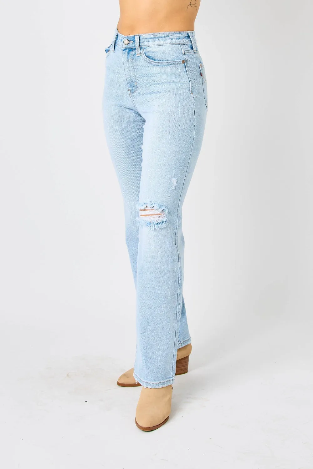 Callie - High Waist Distressed Straight Jeans - Judy Blue - Exclusively Online