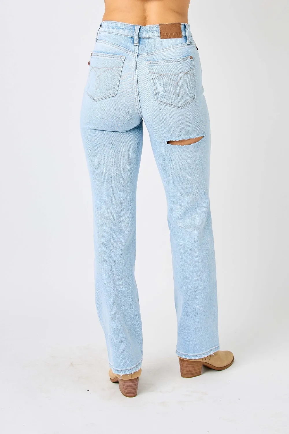 Callie - High Waist Distressed Straight Jeans - Judy Blue - Exclusively Online