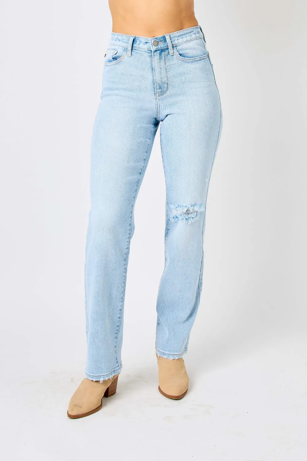 Callie - High Waist Distressed Straight Jeans - Judy Blue - Exclusively Online