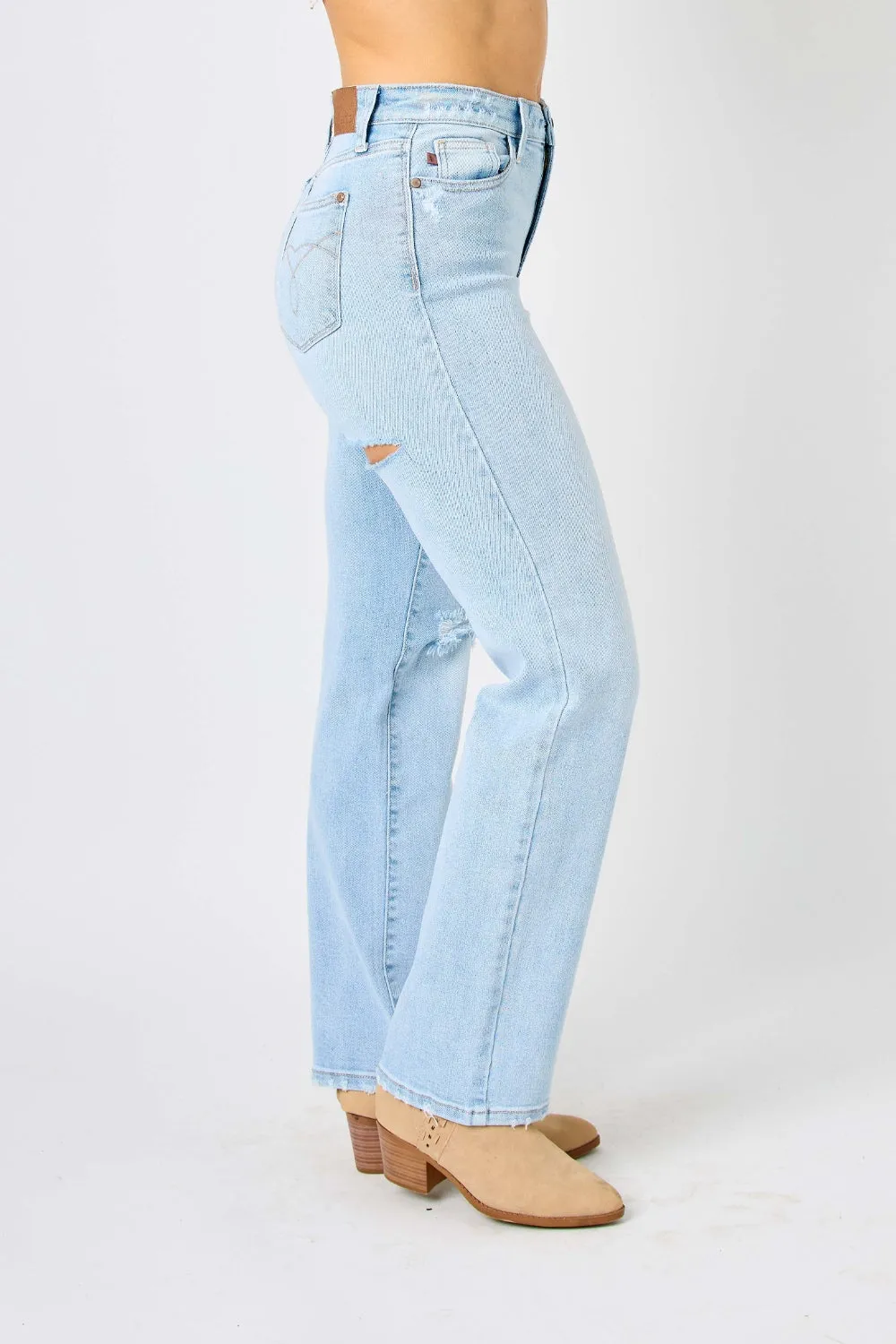 Callie - High Waist Distressed Straight Jeans - Judy Blue - Exclusively Online