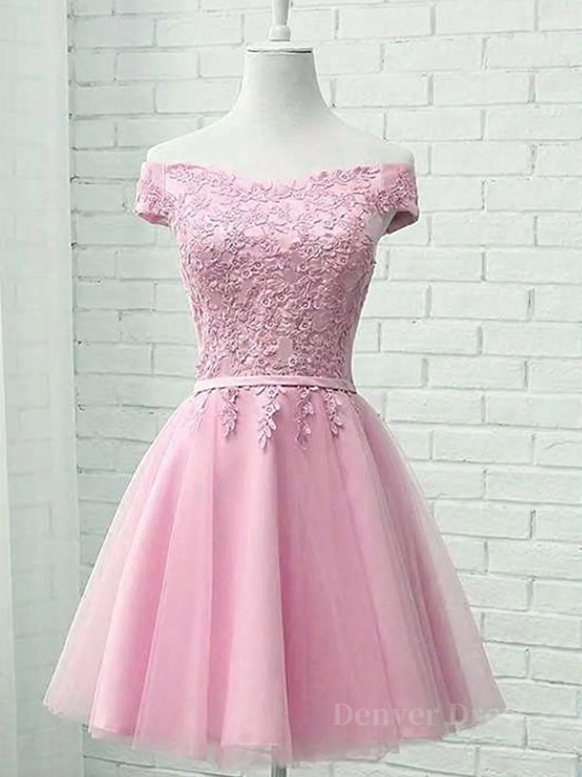 Cap Sleeves Short Pink Lace Prom Dresses Short Pink Lace Formal Bridesmaid Dresses