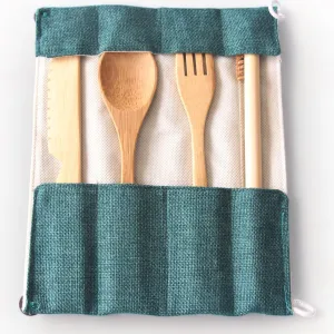 Durable & Lightweight Bamboo Cutlery and Straw Travel Kit