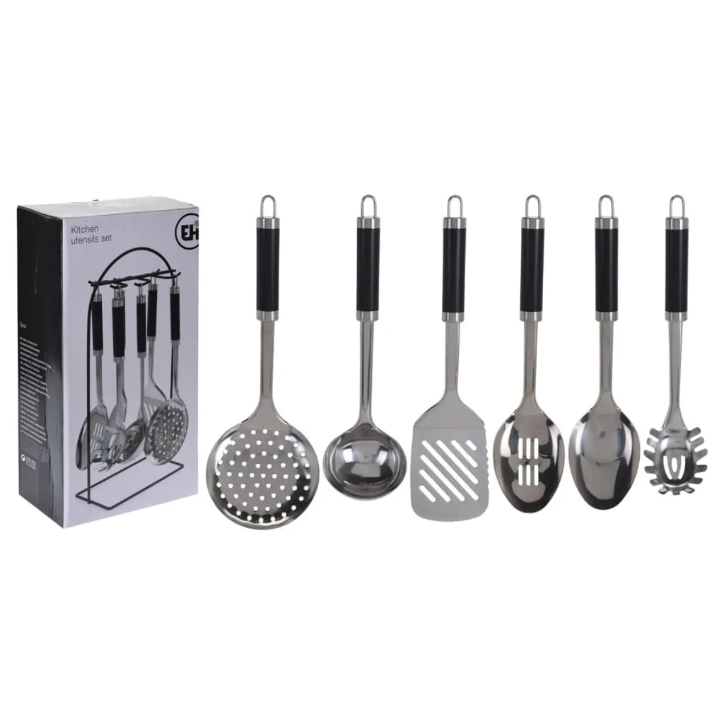 Excellent Houseware 7 Piece Stainless Steel Kitchen Tools Set with Rack - Premium Cooking Utensils