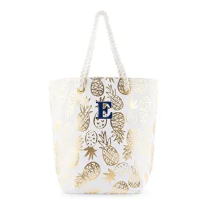 Gold Pineapple Personalized Bride Bridesmaid Canvas Tote