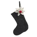 Handmade Felt Brown Poinsettia Stocking Christmas Ornament