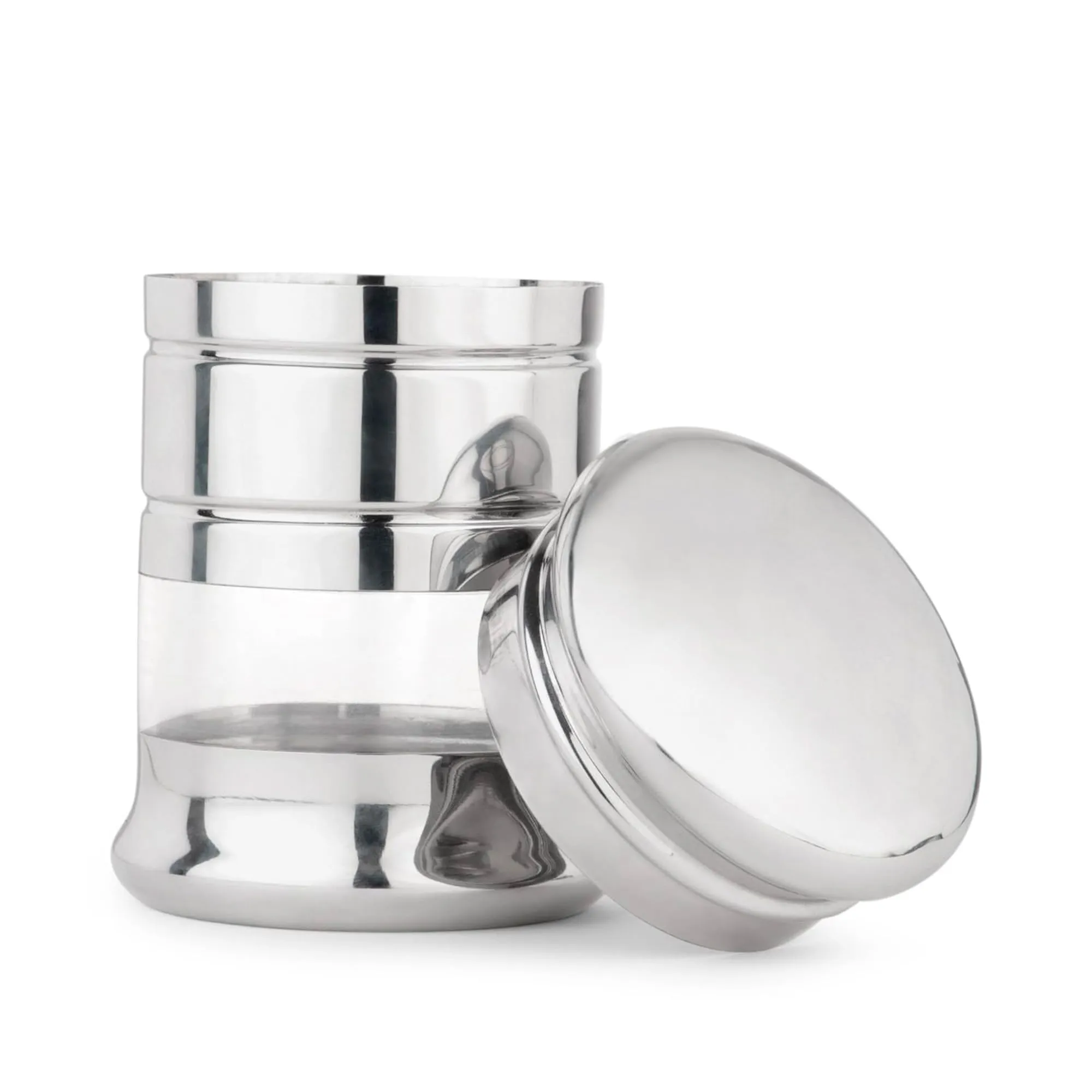 Kuber Industries Stainless Steel Transparent See Through Air Tight Containers for Kitchen Storage with Lid | Dal and Pulses Organiser Set | Scratch Resistant Jar for Home | Silver