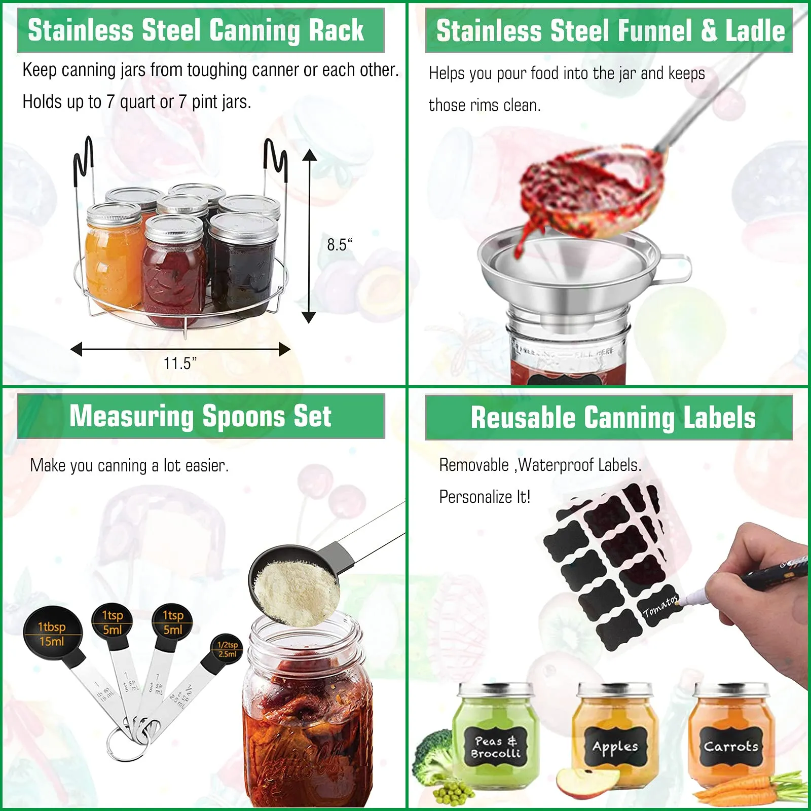 Leonice - Canning Supplies Starter Kit - Food Grade Stainless Steel