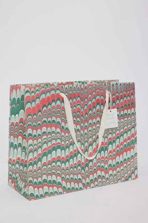 Paper Mirchi Hand Block Printed Large Gift Bag Christmas Splendour