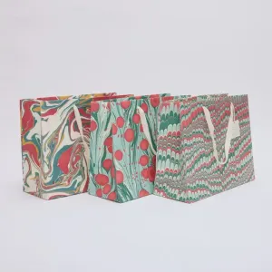 Paper Mirchi Hand Block Printed Large Gift Bag Christmas Splendour