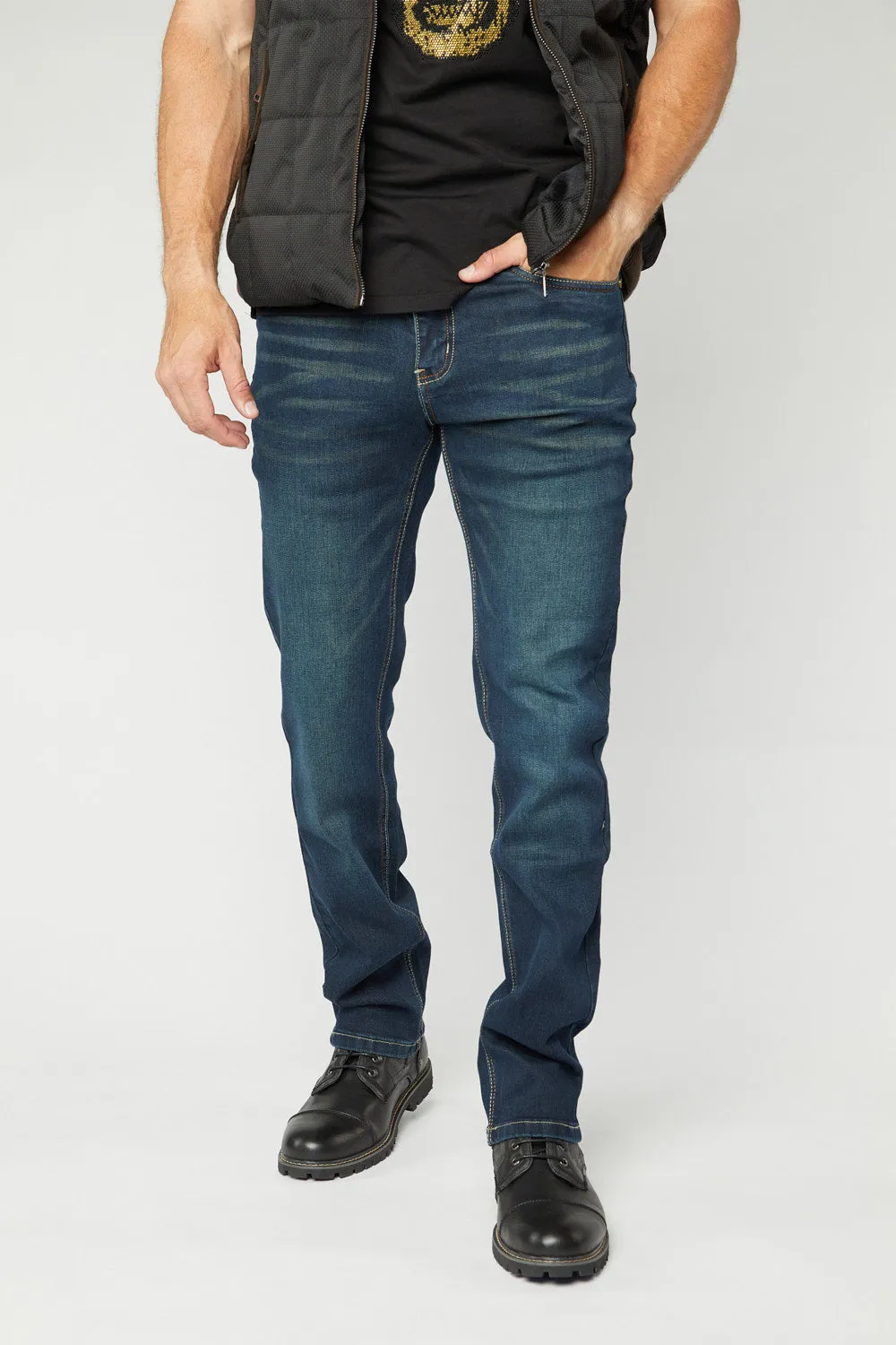 Pax Men's Dk. Blue Aged Slim Stretch Jeans