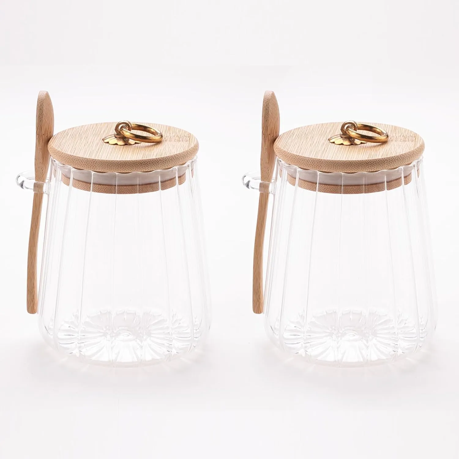 The Better Home Borosilicate Glass Jar with Bamboo Lid | Kitchen Organizer Items and Storage | Multi-utility, Leakproof, Airtight Storage Jar for Cookies, Snacks, Tea, Coffee, Sugar | Set of 2 (635ml)