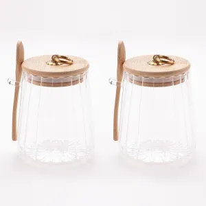 The Better Home Borosilicate Glass Jar with Bamboo Lid | Kitchen Organizer Items and Storage | Multi-utility, Leakproof, Airtight Storage Jar for Cookies, Snacks, Tea, Coffee, Sugar | Set of 2 (635ml)