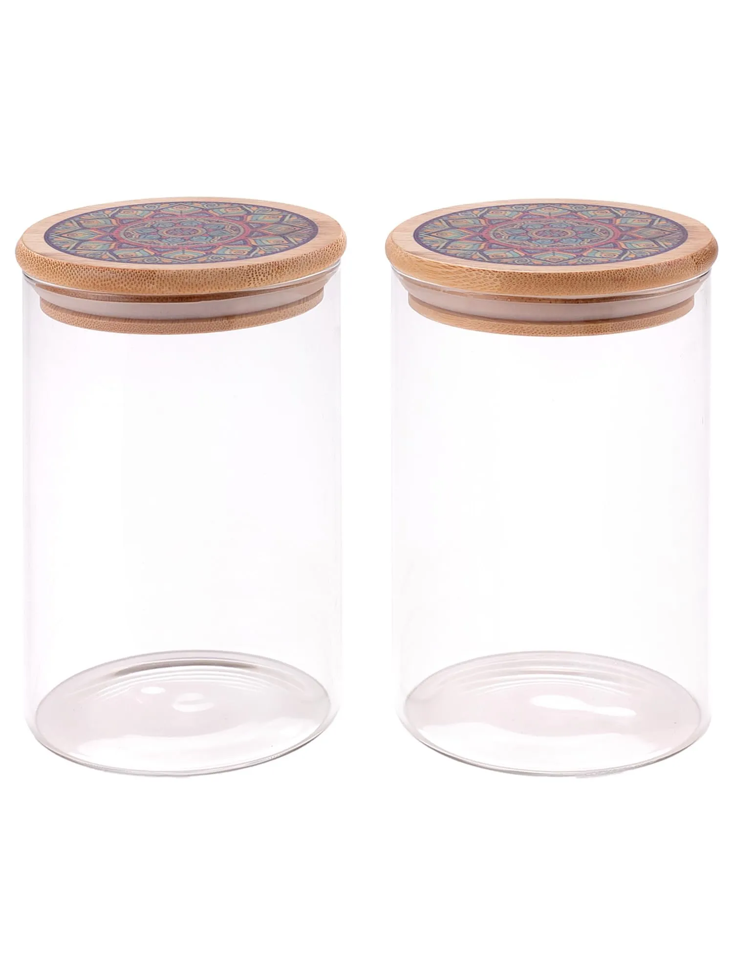 The Better Home Borosilicate Kitchen Containers Set with Lid (2Pcs - 1L Each) | Jar For Kitchen Storage Box | Glass Jars For Cookies, Snack, Spices, Tea, Coffee | Jars & Containers Set (Blue)