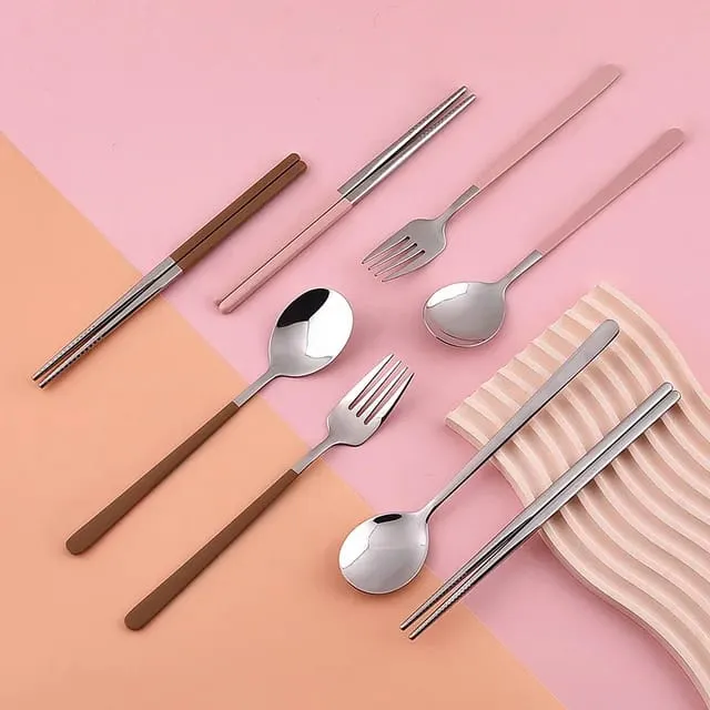 Timeless Stainless-Steel Cutlery Set - Durable Spoon, Fork & Chopsticks