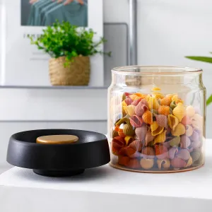 UMAI Borosilicate Glass jars for Kitchen Storage with Vacuum Plastic Lids | 500ml | Multipurpose Airtight Jars for Cookies, Snacks, Spices, Coffee, Nuts, Dry Fruits, Sugar | Amber Color