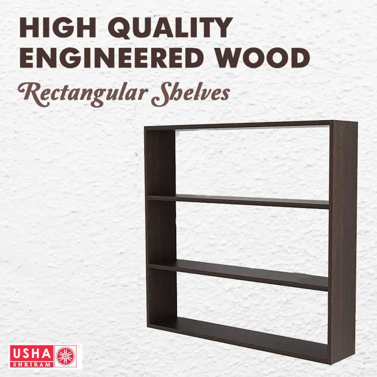 USHA SHRIRAM Wooden Kitchen Shelf Storage Rack | Book Cabinet | Kitchen Accessories Items Rack | Durable & Long Lasting Engineered Wood Wall Mounted Book Storage Shelf | Wooden Wall Shelf