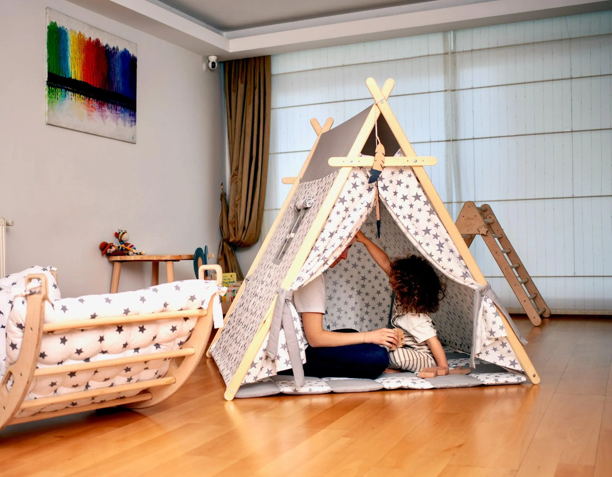 White Stars Play Tent and Play Mat