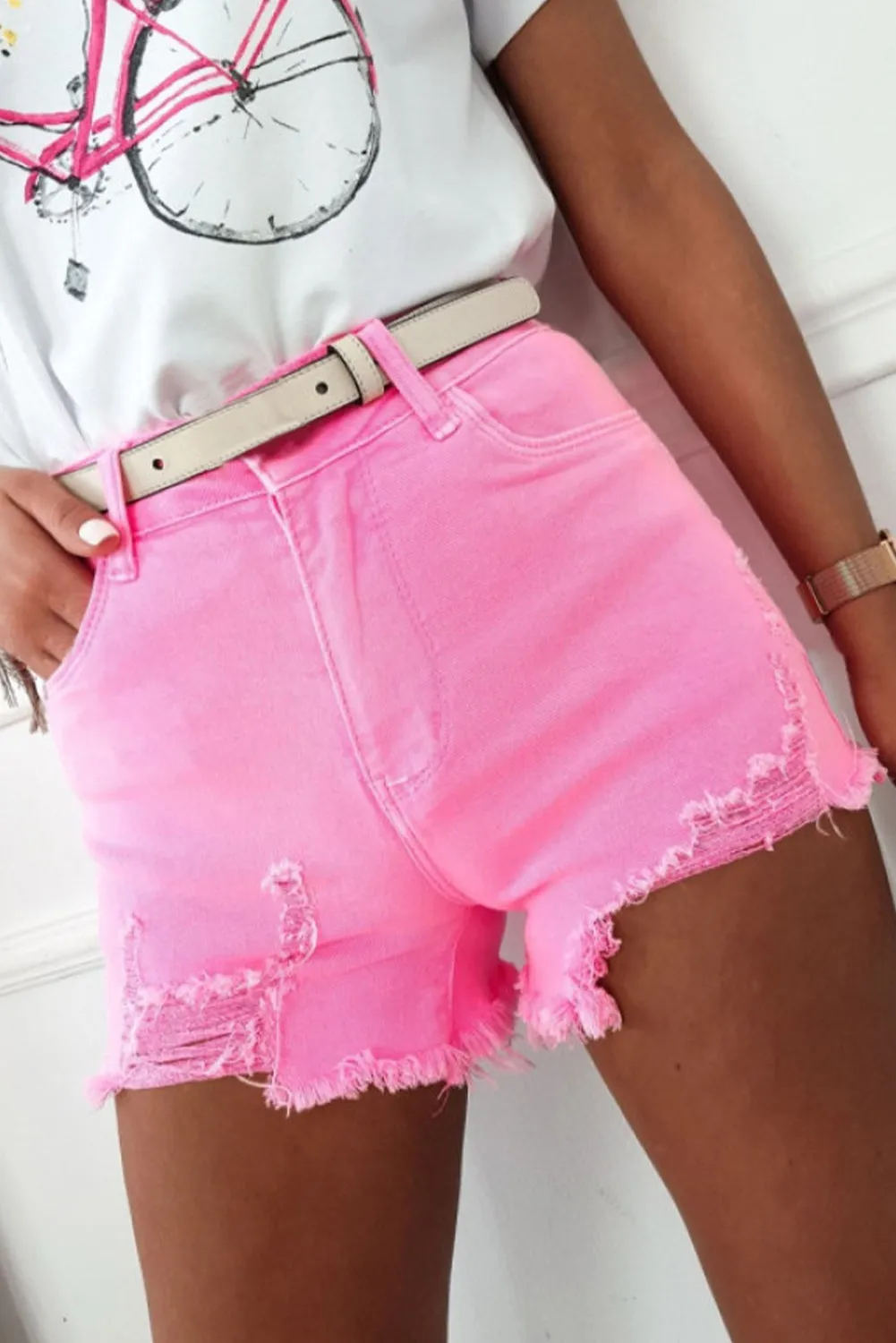 Women's Ripped Raw Hem Jean Shorts Distressed Denim Shorts